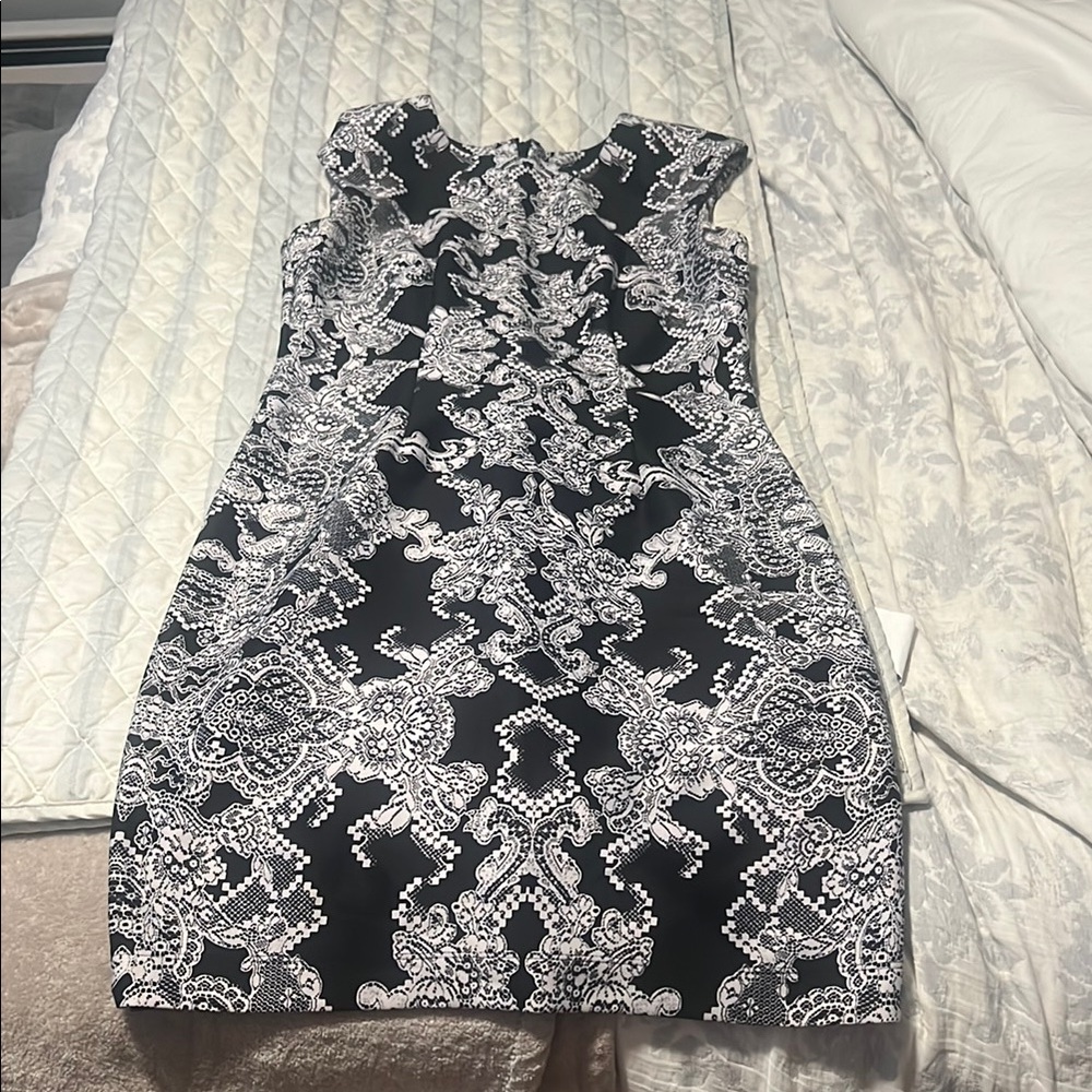 Elegant Black and White Lace Dress